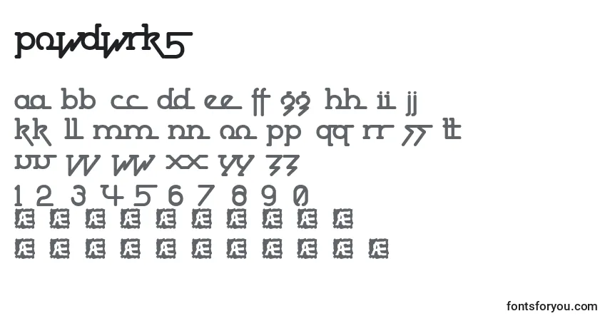 Schriftart Powdwrk5 (137212) – Alphabet, Zahlen, spezielle Symbole