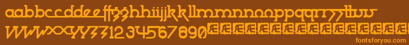 powdwrk5 Font – Orange Fonts on Brown Background