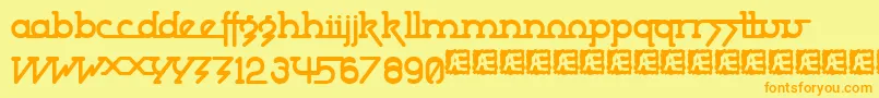 powdwrk5 Font – Orange Fonts on Yellow Background