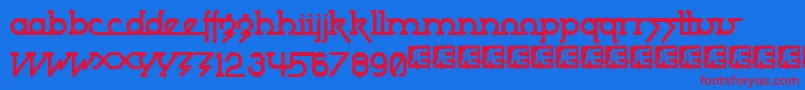 powdwrk5 Font – Red Fonts on Blue Background