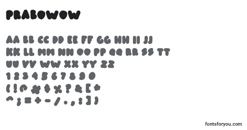 Шрифт Prabowow – алфавит, цифры, специальные символы