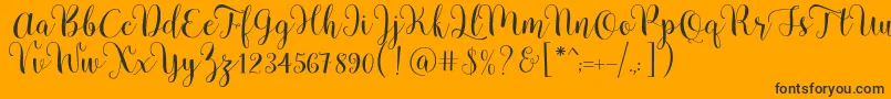 Pradyse Script Free Demo-Schriftart – Schwarze Schriften auf orangefarbenem Hintergrund