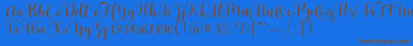 Pradyse Script Free Demo Font – Brown Fonts on Blue Background