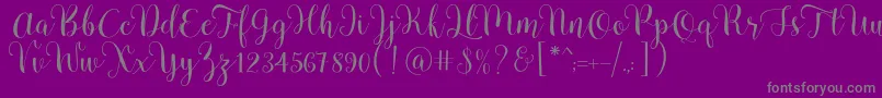 Pradyse Script Free Demo-Schriftart – Graue Schriften auf violettem Hintergrund