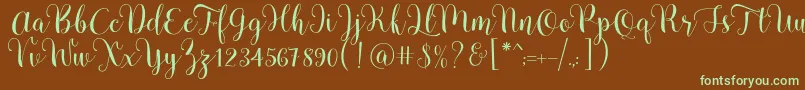 Czcionka Pradyse Script Free Demo – zielone czcionki na brązowym tle