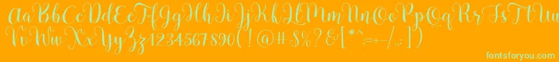 Pradyse Script Free Demo Font – Green Fonts on Orange Background