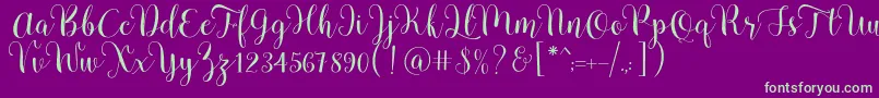 Шрифт Pradyse Script Free Demo – зелёные шрифты на фиолетовом фоне