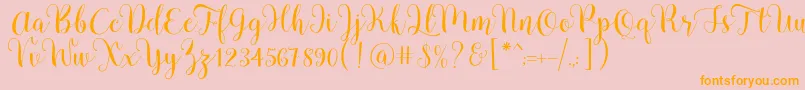 Pradyse Script Free Demo Font – Orange Fonts on Pink Background