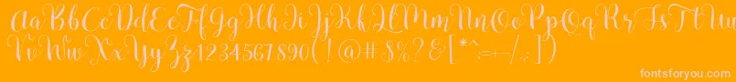 Pradyse Script Free Demo-fontti – vaaleanpunaiset fontit oranssilla taustalla