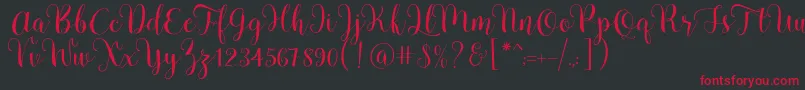 Pradyse Script Free Demo-fontti – punaiset fontit mustalla taustalla