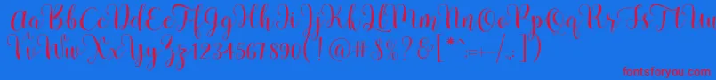 Pradyse Script Free Demo Font – Red Fonts on Blue Background