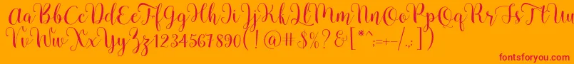 フォントPradyse Script Free Demo – オレンジの背景に赤い文字