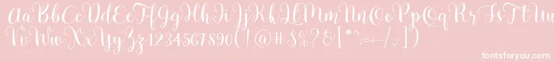 Pradyse Script Free Demo-Schriftart – Weiße Schriften auf rosa Hintergrund