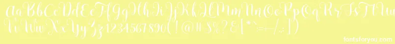 Pradyse Script Free Demo-fontti – valkoiset fontit keltaisella taustalla