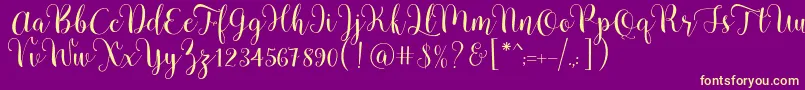 fuente Pradyse Script Free Demo – Fuentes Amarillas Sobre Fondo Morado