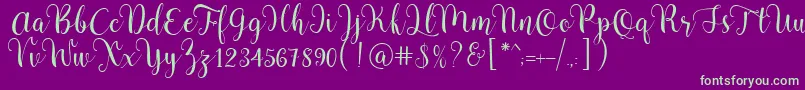 Pradyse Script Free Demo Font – Green Fonts on Purple Background