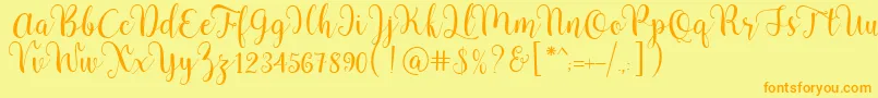 Pradyse Script Free Demo Font – Orange Fonts on Yellow Background