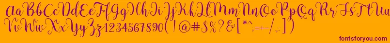 Pradyse Script Free Demo-Schriftart – Violette Schriften auf orangefarbenem Hintergrund