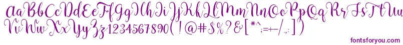 Pradyse Script Free Demo-fontti – violetit fontit valkoisella taustalla