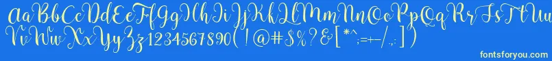 Pradyse Script Free Demo Font – Yellow Fonts on Blue Background