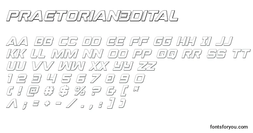 Praetorian3dital (137220)-fontti – aakkoset, numerot, erikoismerkit
