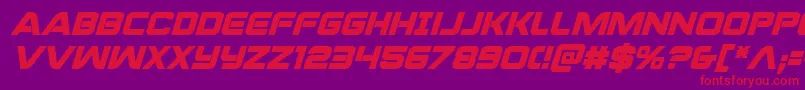 praetorianboldital-Schriftart – Rote Schriften auf violettem Hintergrund