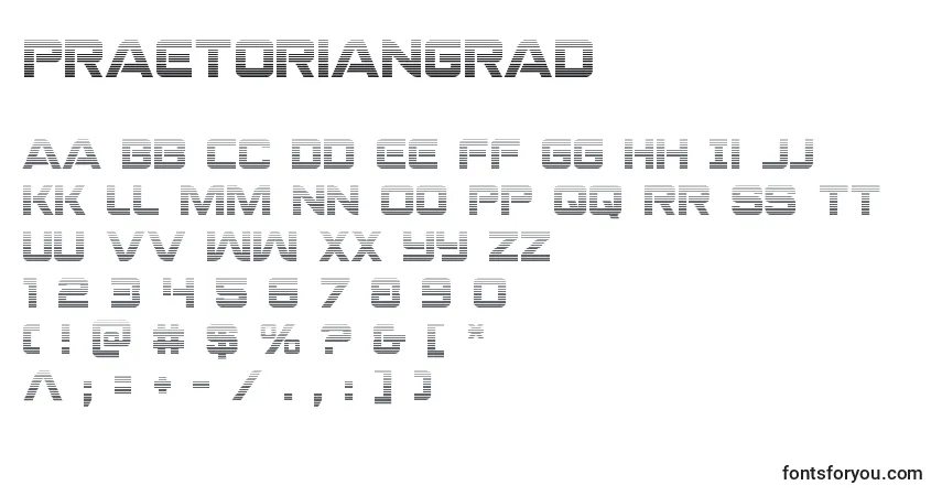 Schriftart Praetoriangrad (137229) – Alphabet, Zahlen, spezielle Symbole