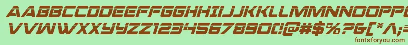 フォントpraetorianlaserital – 緑の背景に茶色のフォント