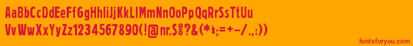 フォントPrager Headlines – オレンジの背景に赤い文字