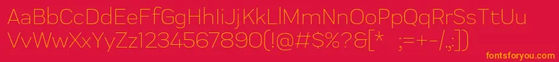 フォントPraktika Light – 赤い背景にオレンジの文字