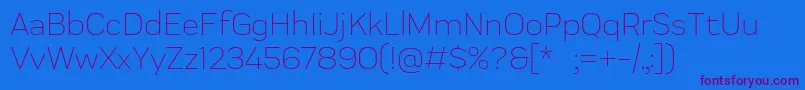 Praktika Light-Schriftart – Violette Schriften auf blauem Hintergrund