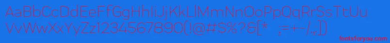 Praktika Light-Schriftart – Rote Schriften auf blauem Hintergrund