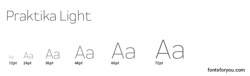 Размеры шрифта Praktika Light