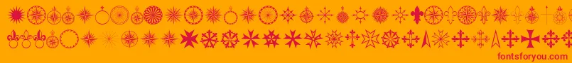PRCORN  -Schriftart – Rote Schriften auf orangefarbenem Hintergrund
