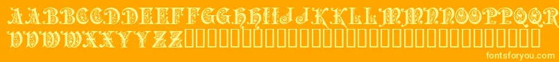 PRECIOSA-Schriftart – Gelbe Schriften auf orangefarbenem Hintergrund