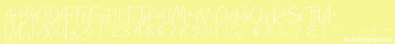 Precious Soul-Schriftart – Weiße Schriften auf gelbem Hintergrund