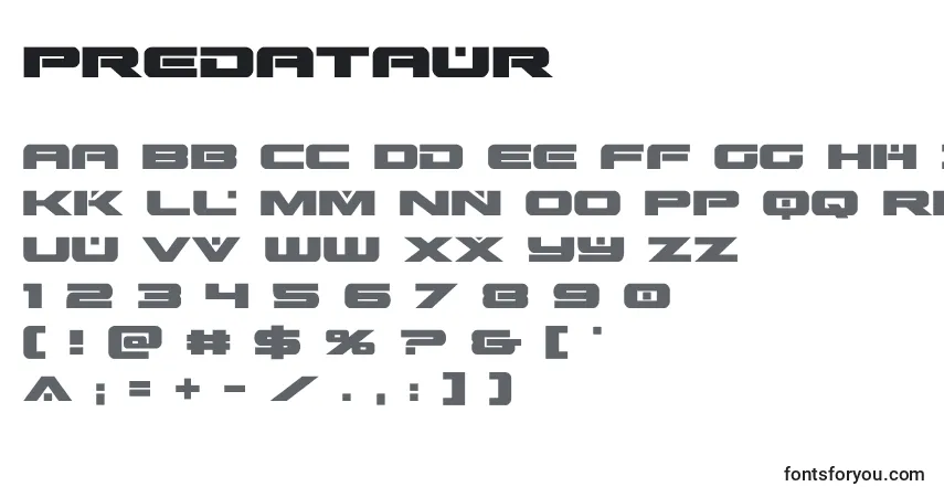 Predataur-fontti – aakkoset, numerot, erikoismerkit