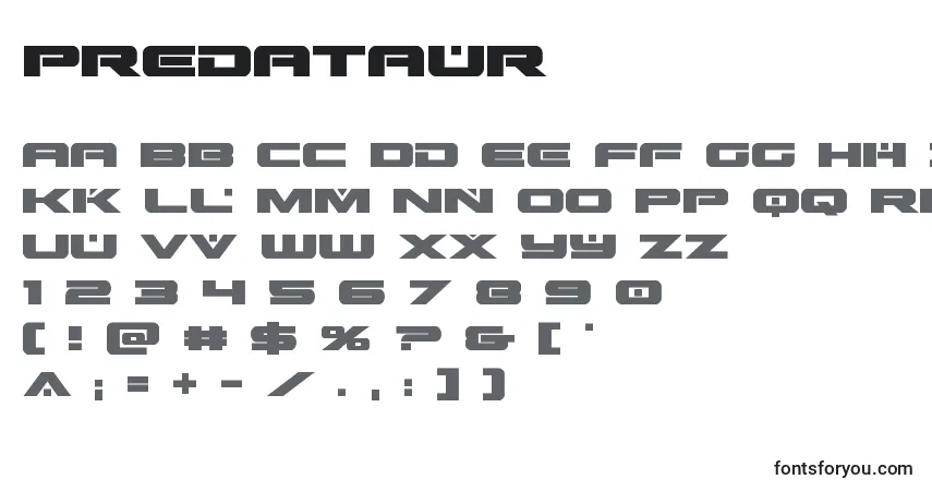 A fonte Predataur (137248) – alfabeto, números, caracteres especiais