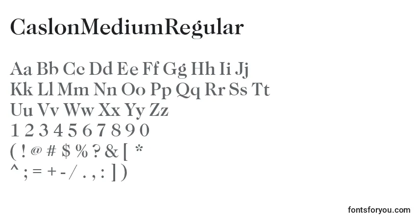 Schriftart CaslonMediumRegular – Alphabet, Zahlen, spezielle Symbole