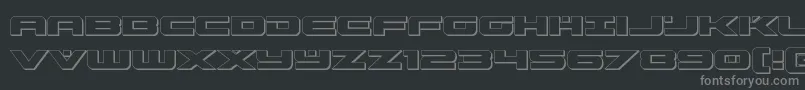 predataur3d-fontti – harmaat kirjasimet mustalla taustalla
