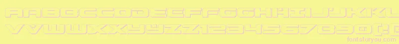 predataur3d-fontti – vaaleanpunaiset fontit keltaisella taustalla