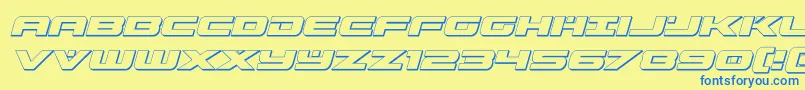 predataur3dital-Schriftart – Blaue Schriften auf gelbem Hintergrund