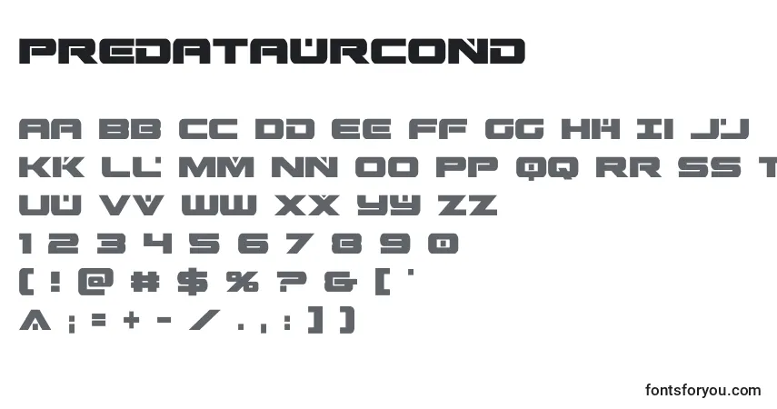 Шрифт Predataurcond – алфавит, цифры, специальные символы