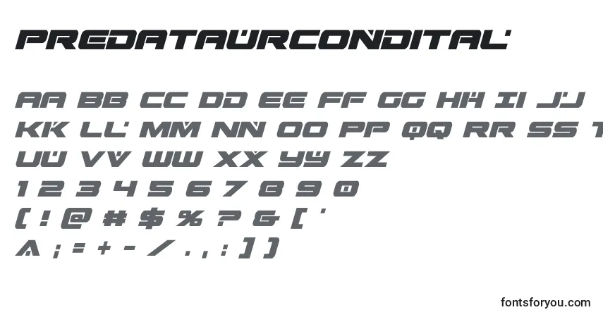 A fonte Predataurcondital – alfabeto, números, caracteres especiais
