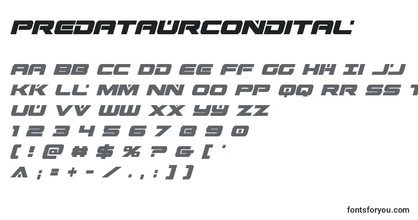 A fonte Predataurcondital (137256) – alfabeto, números, caracteres especiais