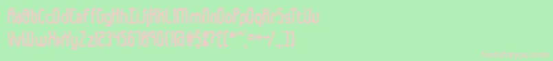 Dented Font – Pink Fonts on Green Background