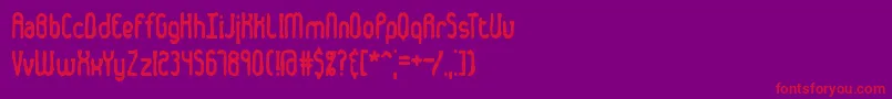 Dented Font – Red Fonts on Purple Background