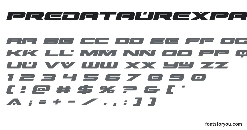Czcionka Predataurexpandital (137260) – alfabet, cyfry, specjalne znaki