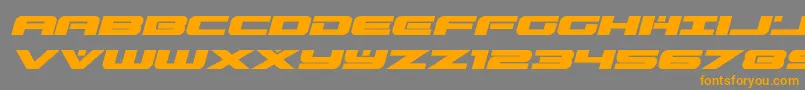 フォントpredataurexpandital – オレンジの文字は灰色の背景にあります。