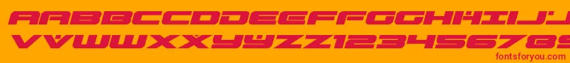 predataurexpandital-Schriftart – Rote Schriften auf orangefarbenem Hintergrund